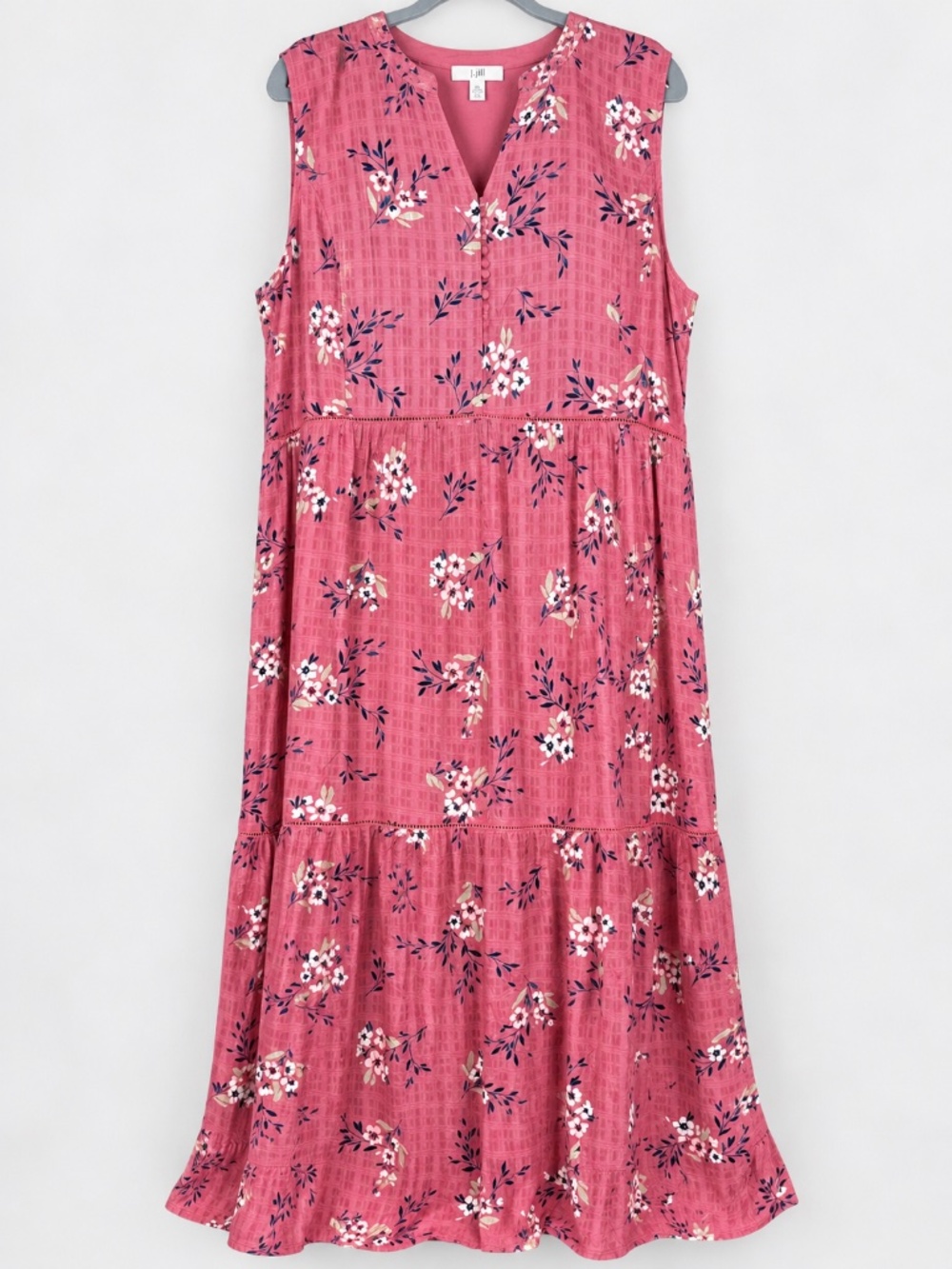 J.Jill Pink Sand Floral Tiered Sleeveless Maxi Dress 3X NWT Pockets Prairie
